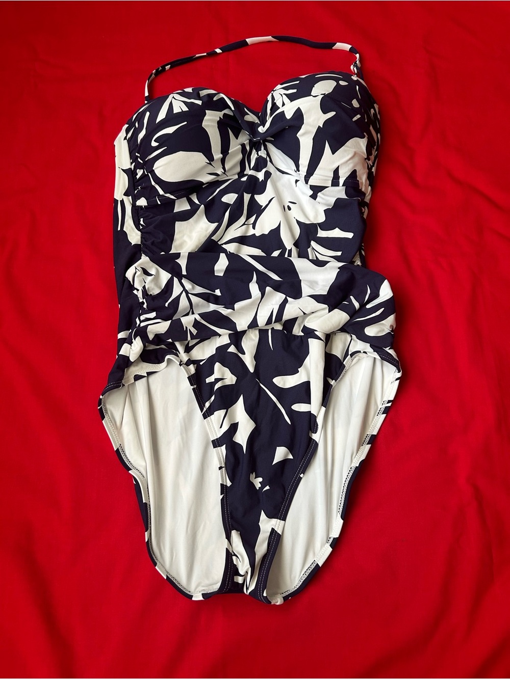 Anne Cole Navy and White Floral One-Piece Swimsuit